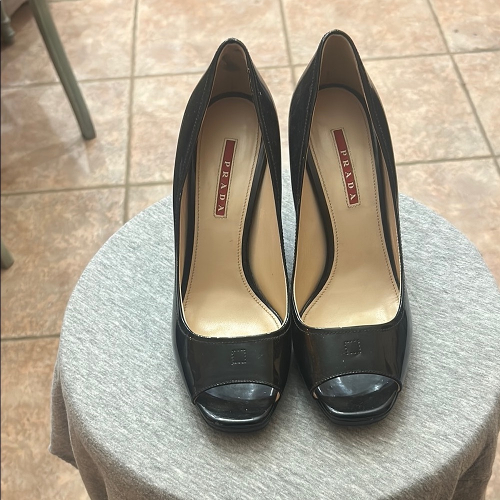 Prada Black Peep Toe Women's Shoes